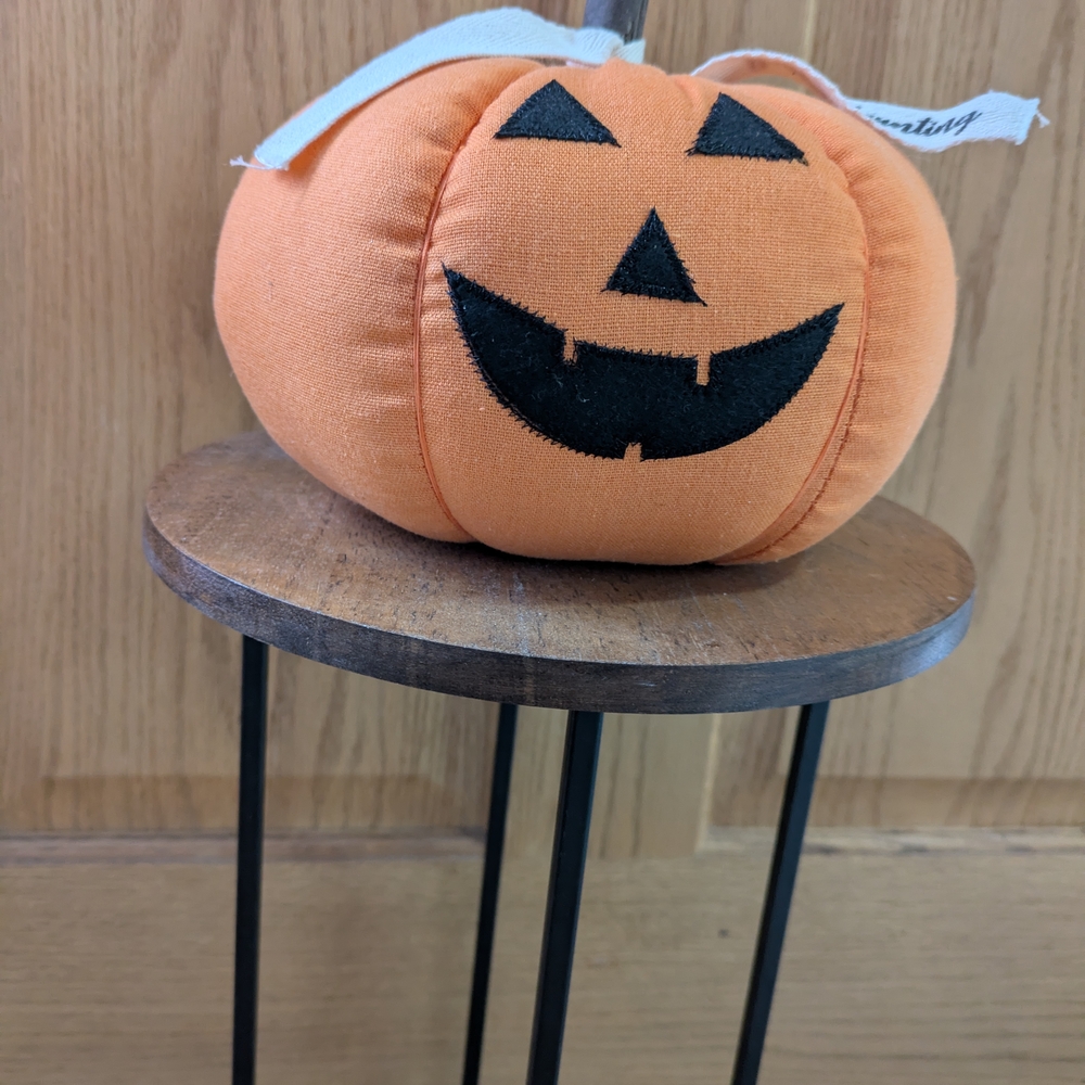 Nwt Orange fabric Pumpkin Jack-o-lantern Autumn Harvest Decor
